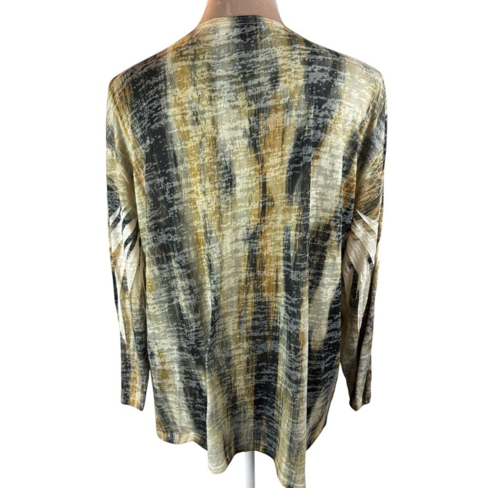 Jess & Jane Womens Sz XL Top Blue Floral Multicolor Beaded 3/4 Sleeve V Neck USA - Picture 4 of 9